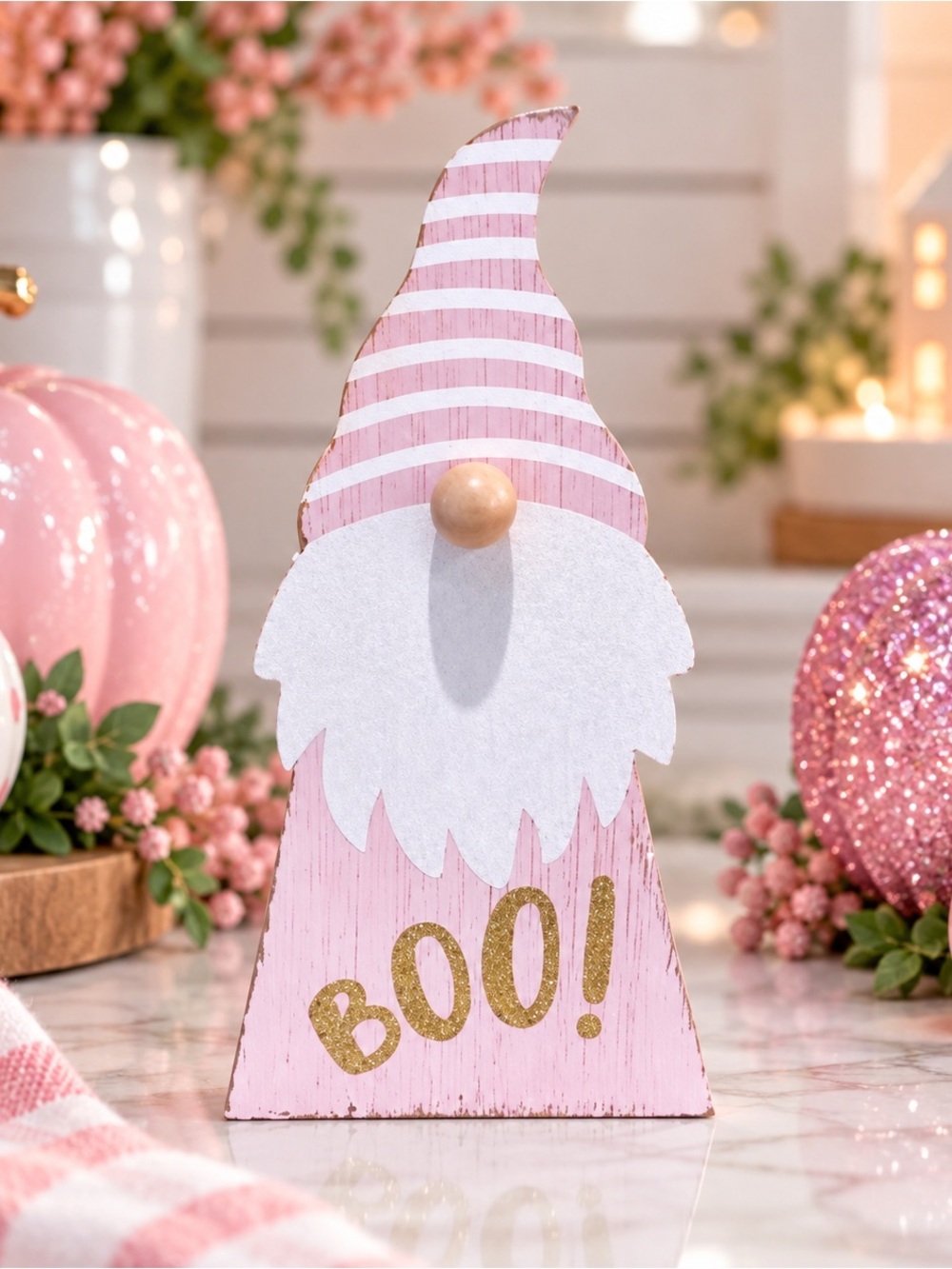 NEW Super Cute Wood Pink Sparkling BOO Gnome

Check out my other listings.